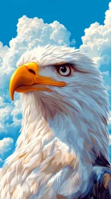 Eagle Portrait with Clouds