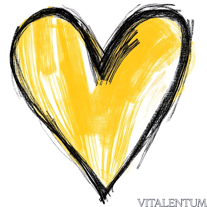 Heartfelt Expression in Yellow and Black AI Image