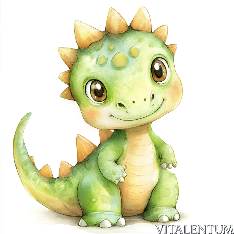 AI ART Cute Cartoon Dinosaur Art Print