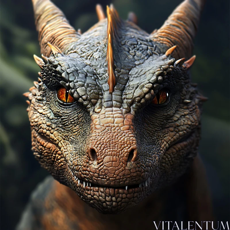 Detailed Dragon Head Illustration AI Image