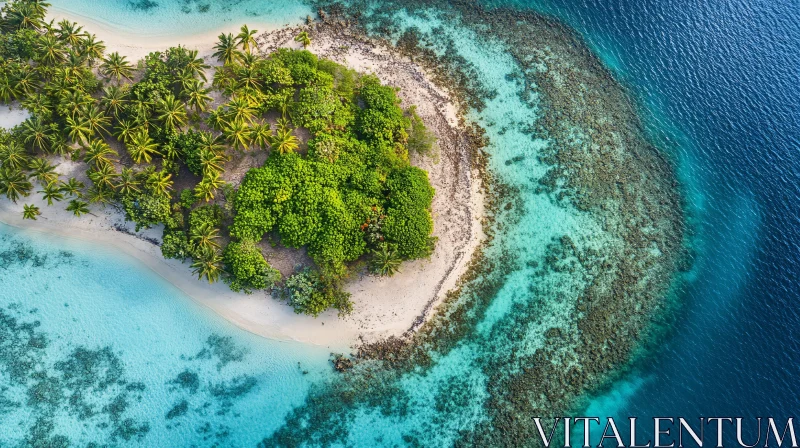 AI ART Aerial View of a Idyllic Tropical Island and Coral Reef