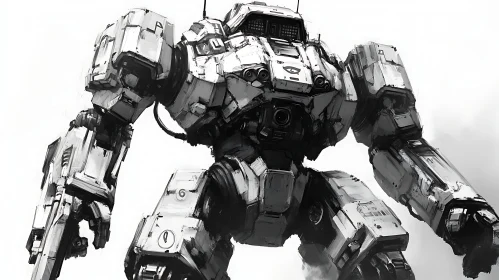 Gigantic Robot: Gray Scale Illustration