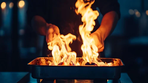 Culinary Art with Fiery Dish