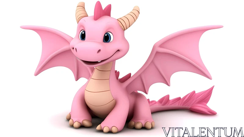 AI ART Adorable Cartoon Dragon with Pink Scales