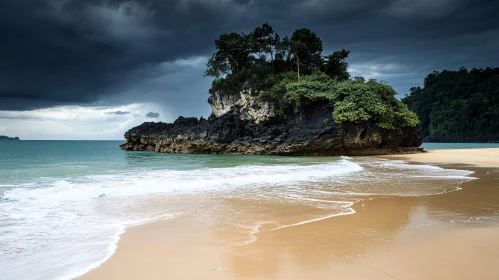 Scenic Sandy Shore and Ocean Waves