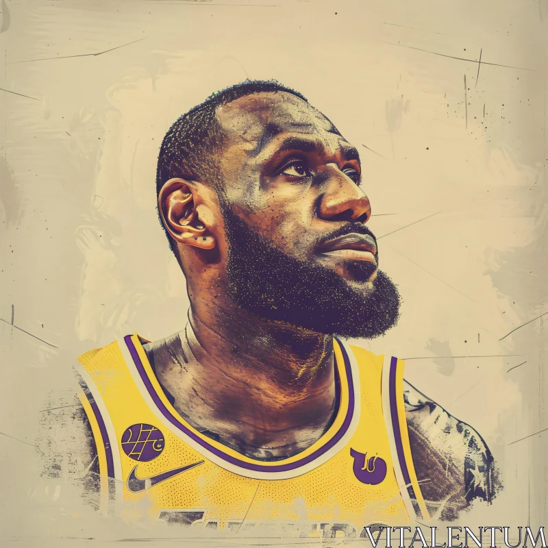 Intense Portrait of LeBron James AI Image