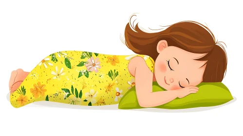 Floral Dreams: A Sleeping Child Illustration