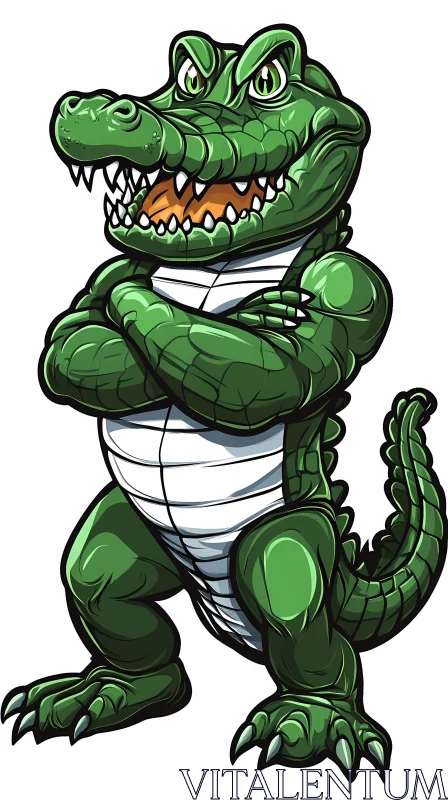 Confident Crocodile Cartoon AI Image