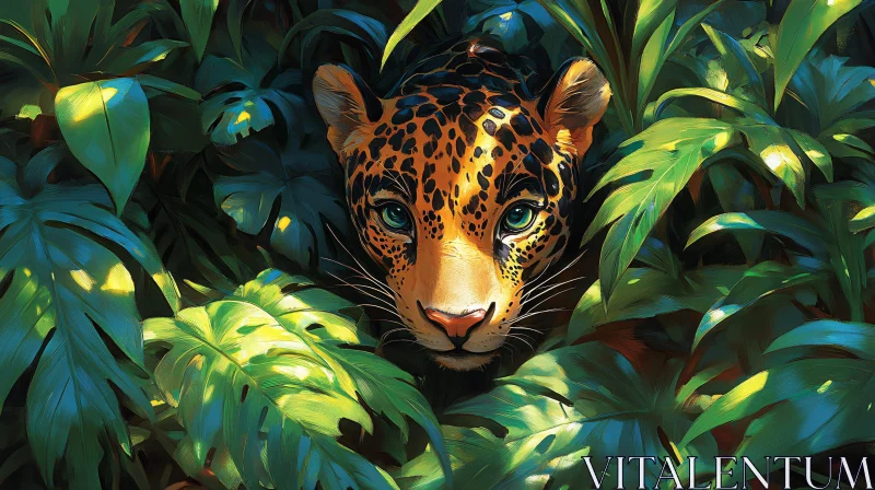 Enigmatic Leopard Gaze AI Image