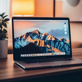 Sleek Laptop and Cozy Workspace