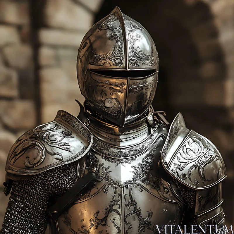 AI ART Detailed Knight's Armor with Floral Design