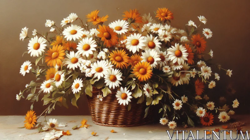 AI ART Lush Daisies in a Basket