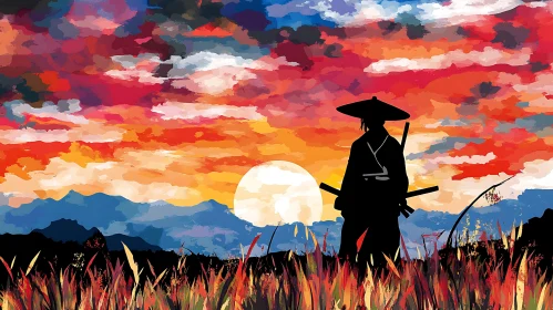 Warrior at Dusk: A Silhouette Painting