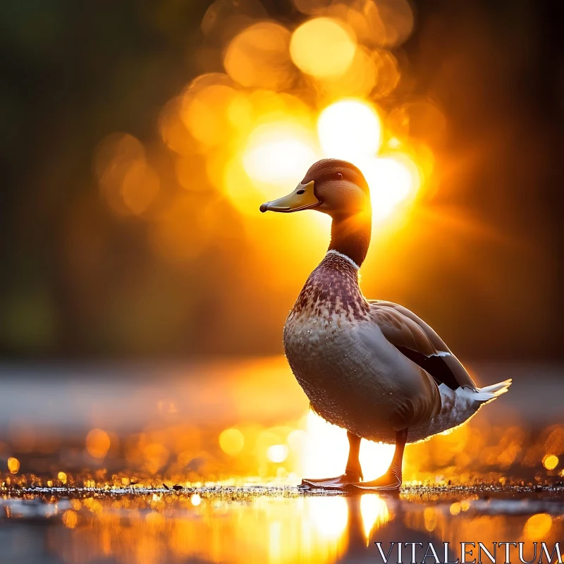 Golden Hour Duck Portrait AI Image