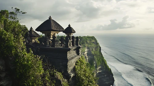 Ancient Temple on Cliff with Ocean View