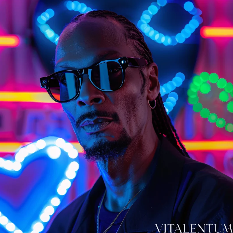 AI ART Snoop Dogg Illuminated by Neon Lights