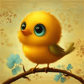 Cartoon Bird with Big Eyes Illustration