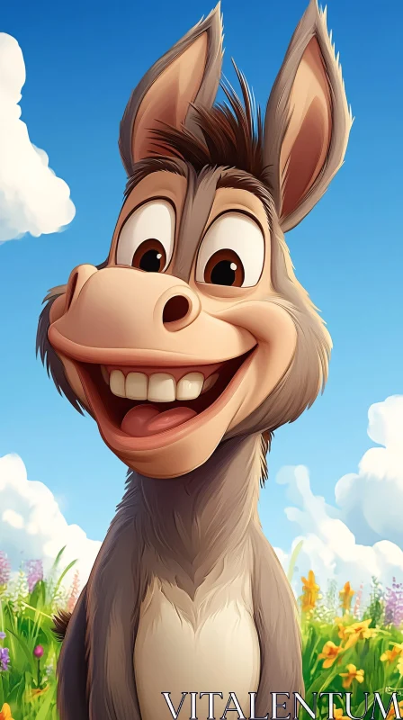 Animated Donkey Enjoying Nature AI Image