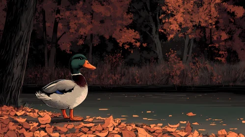 Peaceful Lake Scene with Duck