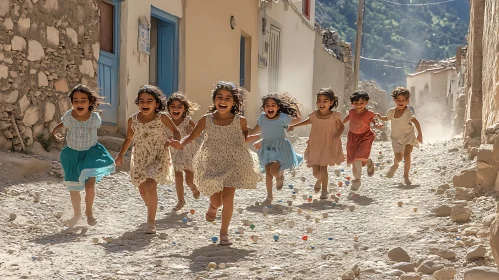 Children's Laughter in a Village