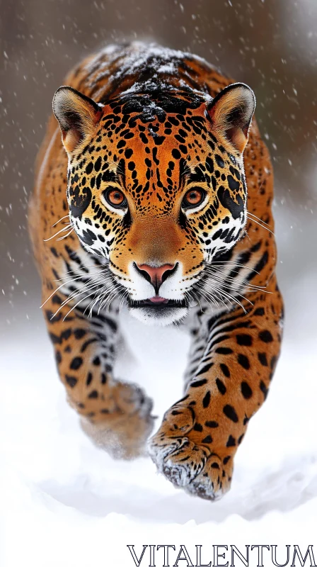 Jaguar in the Snow AI Image