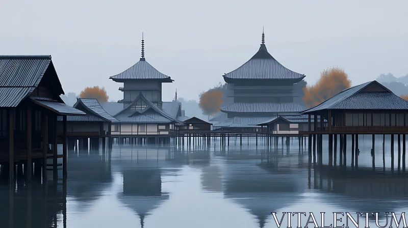 AI ART Still Water Architecture: Asian Village