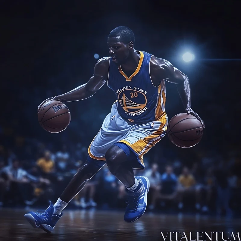 Athlete Dribbling Two Balls Portrait AI Image