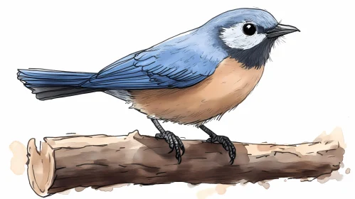 Artistic Blue and Orange Bird Perched