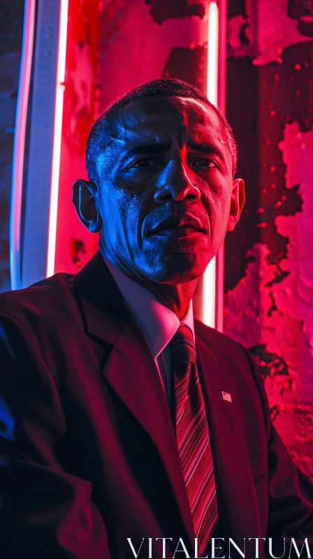 AI ART Portrait of Barack Obama in Neon Lights