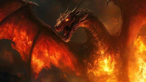 Dragon in Flames Digital Art