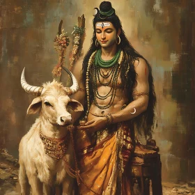 Serene Divinity: A Deity and Sacred Cow