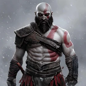Armored Warrior with Intense Gaze