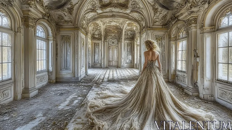 AI ART Ballroom Beauty: Woman in Vintage Gown