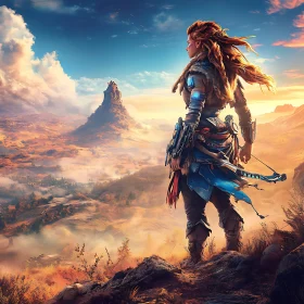 Female Warrior in Fantasy Landscape