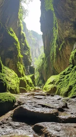 Serene Stone Path in a Narrow Forest Canyon