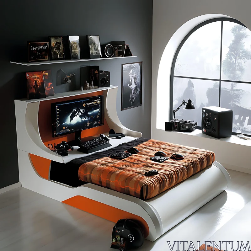 High-Tech Gaming Bedroom Design AI Image