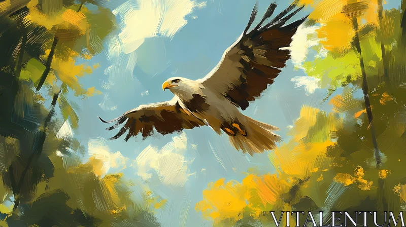 AI ART Eagle in Flight Over Forest