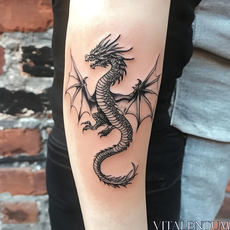 AI ART Monochrome Dragon Tattoo Design