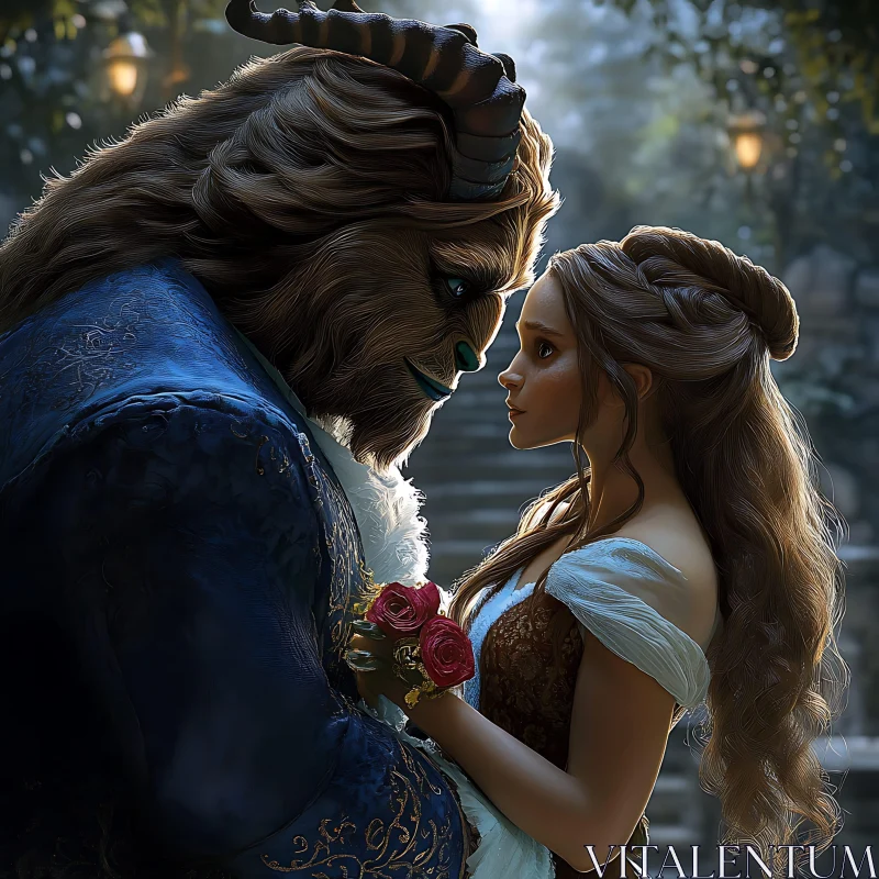 AI ART Beauty and the Beast: A Moment