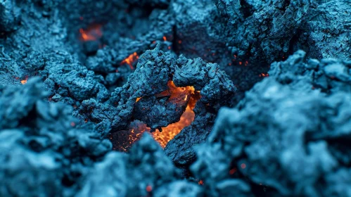 Blue and Orange Abstract Background: Molten Lava Texture