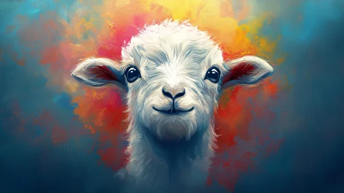 Colorful Lamb Portrait Art