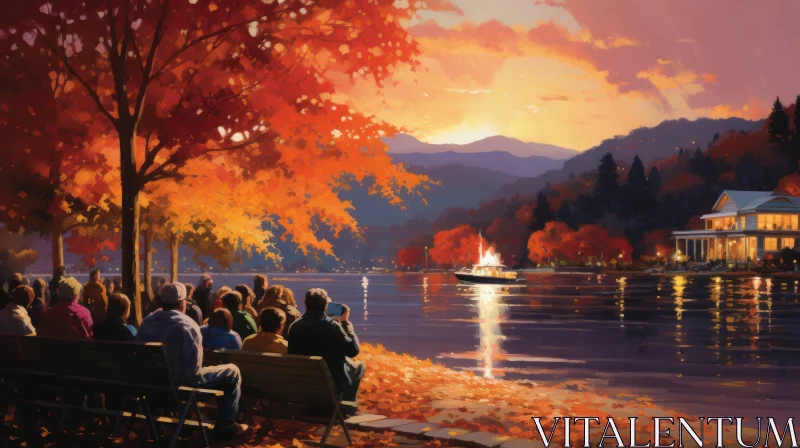 AI ART Captivating Autumn Colors: Serene Bench Scene