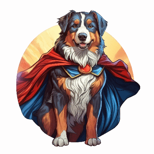 POD Design Cartoon Australian Shepherd with Superhero Cape