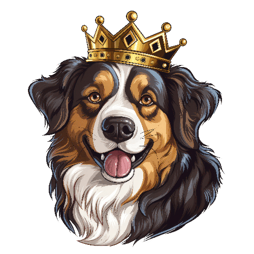 Cartoon Dog with Crown Illustration for T-Shirt Design POD Design