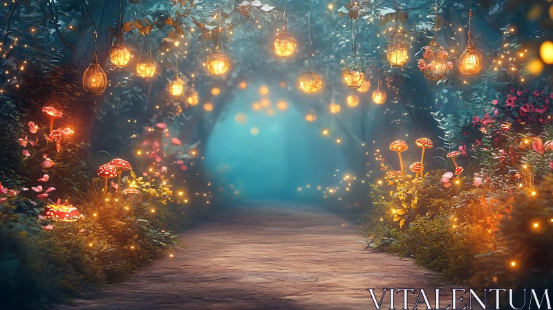 Mystical Forest Trail at Twilight AI Image