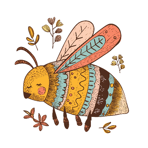 Colorful Bee Illustration - Suitable for Children and Nature Themes POD Design