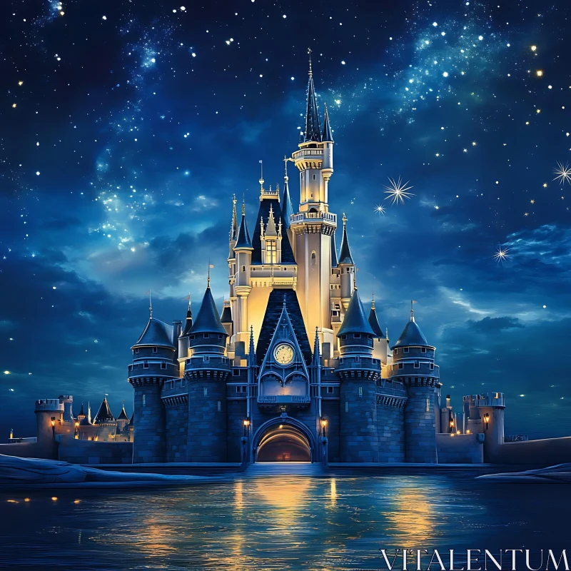 AI ART Fantasy Castle at Night