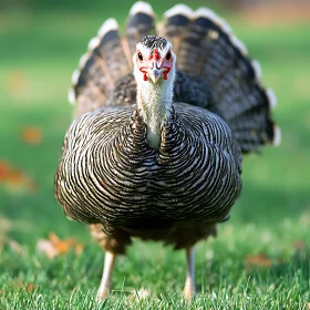 Guinea Fowl on Green Grass