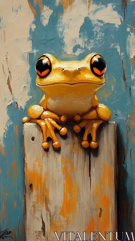 Vivid Amphibian on Textured Canvas AI Image