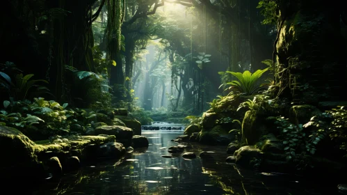 Enchanting Jungle River and Waterfall: A Vision of Wilderness